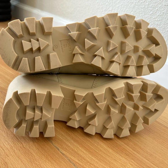 Schutz Xayane Womens Boot Lace up Combat Style Block Heel Almond Cream Size 8B - Picture 10 of 11